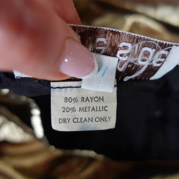 Vintage Helene Sidel Top 10 Gold Metallic Ruched Strapless Party 90s Retro Glam - Picture 10 of 11